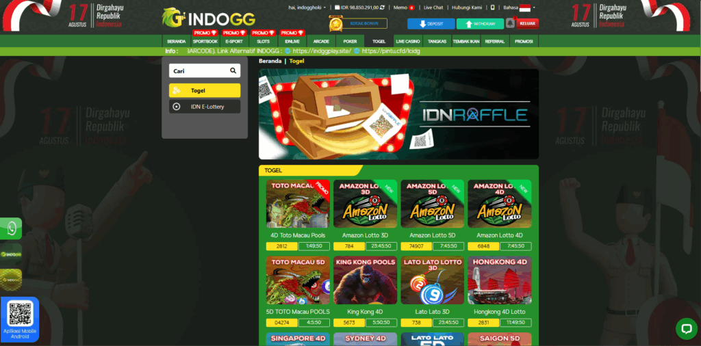 Togel Online IndoGG – Situs Terpercaya dengan Pasaran Lengkap dan Prediksi Akurat